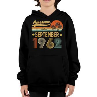 60Th Birthday Gift 60 Year Old Boy Awesome Since September V9 Youth Hoodie - Thegiftio UK
