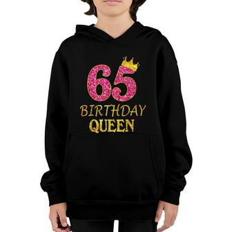 65 Years Old Birthday Queen Girl 65Th Birthday Pink Graphic Design Printed Casual Daily Basic Youth Hoodie - Thegiftio UK