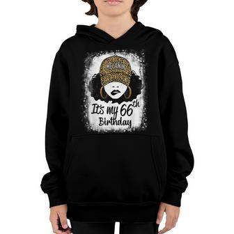 66 Years Old Leopard Melanin Girl Its My 66Th Birthday Youth Hoodie - Thegiftio UK