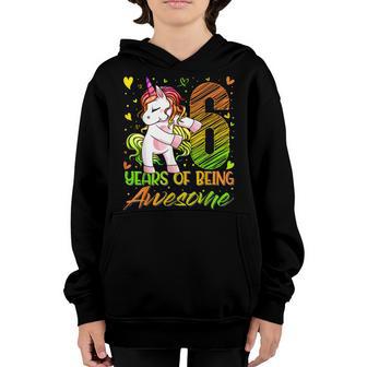 6Th Birthday 6 Year Old Girl Flossing Unicorn Party Youth Hoodie - Thegiftio UK
