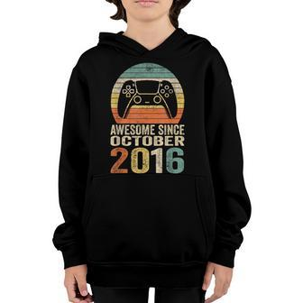 6Th Birthday Boy Gamer Gifts Awesome Since October 2016 Youth Hoodie - Thegiftio UK