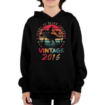 6Th Birthday Dinosaur 6 Year Old Boy Vintage 2016 Gift Boy Youth Hoodie - Thegiftio UK