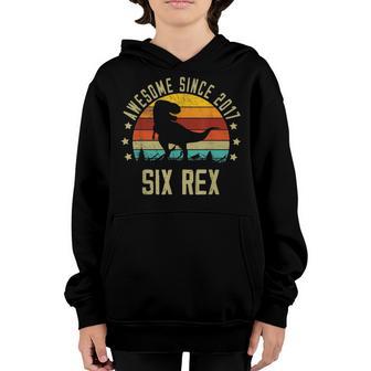 6Th Birthday Dinosaur 6 Year Old Boys Awesome Since 2017 Youth Hoodie - Thegiftio UK