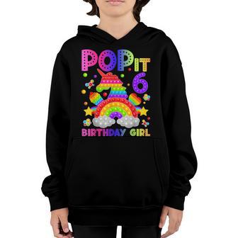 6Th Birthday Fidget Toy Pop It Birthday Girl 6 Year Old V2 Youth Hoodie - Thegiftio UK