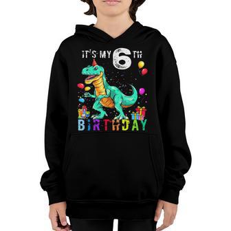 6Th Birthday Gifts 6 Year Old Boy Dino T Rex Dinosaur V3 Youth Hoodie - Thegiftio UK