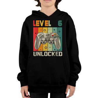6Th Birthday Gifts Level 6 Unlockd Video Games Gaming Youth Hoodie - Thegiftio UK