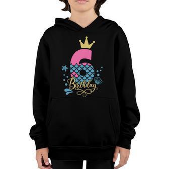 6Th Birthday Mermaid Gift For Birthday Sixth Birthday Girl Graphic Design Printed Casual Daily Basic Youth Hoodie - Thegiftio UK