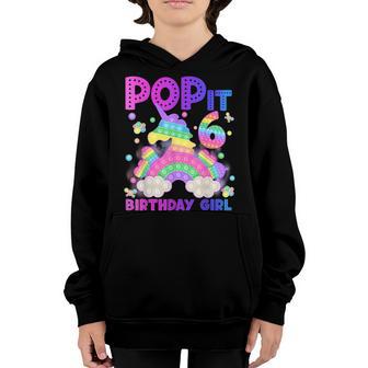 6Th Birthday Unicorn Fidget Pop It Birthday Girl Kids Youth Hoodie - Thegiftio UK