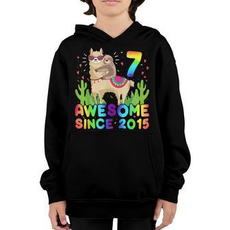 7 Year Old Awesome Since 2015 7Th Birthday Gift Girls N Youth Hoodie - Thegiftio UK