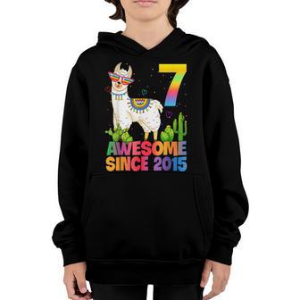7 Year Old Awesome Since 2015 7Th Birthday Gifts Ns Girls V2 Youth Hoodie - Thegiftio UK