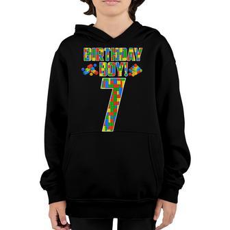 7 Year Old Building Blocks 7Th Birthday Boy Brick Builder Youth Hoodie - Thegiftio UK