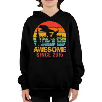7 Year Old Gift Dinosaur Awesome Since 2015 7Th Birthday Boy Youth Hoodie - Thegiftio UK