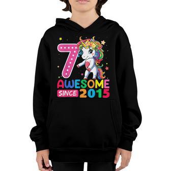 7 Year Old Gifts Girls Ns Dabbing Unicorn 7Th Birthday V2 Youth Hoodie - Thegiftio UK