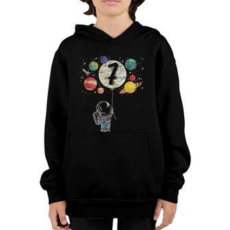 7 Years Old Birthday Boy Astronaut 7Th Birthday Graphic Design Printed Casual Daily Basic Youth Hoodie - Thegiftio UK