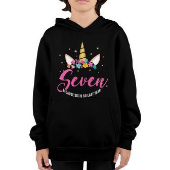 7 Years Old Birthday Girl Gift Cool Unicorn 7Th Birthday Gift Graphic Design Printed Casual Daily Basic Youth Hoodie - Thegiftio UK