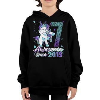 7 Years Old Gifts Unicorn Flossing 7Th Birthday Girl Unicorn Youth Hoodie - Thegiftio UK