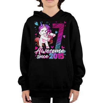 7 Years Old Unicorn Flossing 7Th Birthday Girl Unicorn Party V2 Youth Hoodie - Thegiftio UK