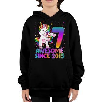7 Years Old Unicorn Flossing 7Th Birthday Girl Unicorn Party Youth Hoodie - Thegiftio UK