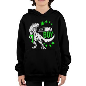 7Th Birthday Dinosaur Birthday Boy 7Th T_Rex Boys Gift For Birthday Graphic Design Printed Casual Daily Basic Youth Hoodie - Thegiftio UK