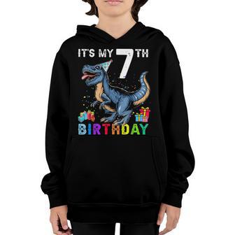 7Th Birthday Gifts 7 Year Old Boy Dino T Rex Dinosaur V2 Youth Hoodie - Thegiftio UK