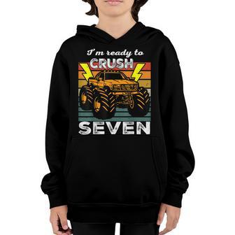 7Th Birthday Gifts Boys Im Ready To Crush 7 Monster Truck Youth Hoodie - Thegiftio UK
