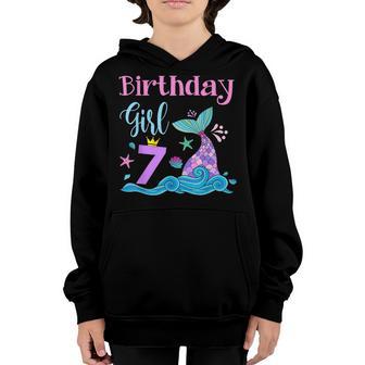 7Th Birthday Gifts Girl Mermaid Is 7 Years Old Birthday Youth Hoodie - Thegiftio UK