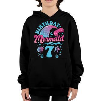 7Th Birthday Mermaid 7 Years Old Ocean Theme Party For Girl Youth Hoodie - Thegiftio UK