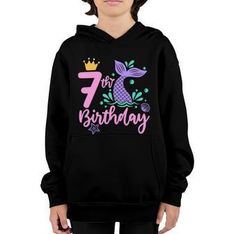 7Th Birthday Mermaid Gift For Birthday Seventh Birthday Girl Graphic Design Printed Casual Daily Basic V2 Youth Hoodie - Thegiftio UK