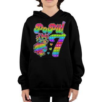 7Th Birthday Unicorn Fidget Pop It Birthday Girl 7 Year Old Youth Hoodie - Thegiftio UK