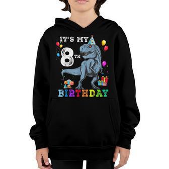 8 Year Old 8Th Birthday Boy Dino T Rex Dinosaur Gifts Youth Hoodie - Thegiftio UK