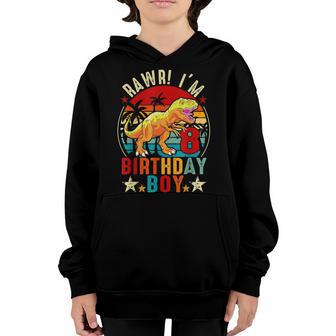 8 Year Old 8Th Birthday Boy T Rex Dinosaur V4 Youth Hoodie - Thegiftio UK