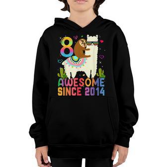 8 Year Old Awesome Since 2014 8Th Birthday Gifts Ns Girls Youth Hoodie - Thegiftio UK