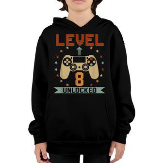 8 Year Old Gifts Level 8 Unlockd 8Th Birthday Video Games V2 Youth Hoodie - Thegiftio UK