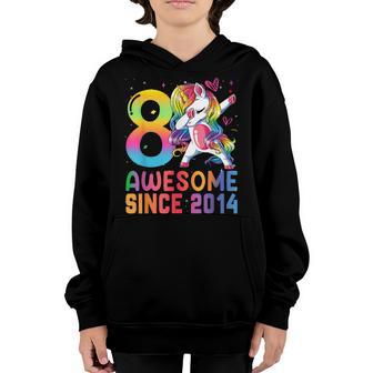 8 Year Old Girls Awesome Since 2014 Dabbing Unicorn Birthday Youth Hoodie - Thegiftio UK