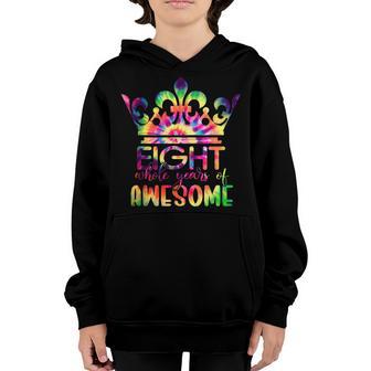 8 Year Old Tie Dye Gift Girls Nager 8Th Birthday Girl Youth Hoodie - Thegiftio UK