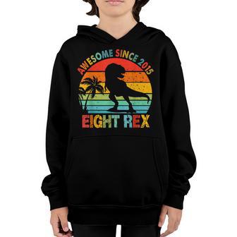 8 Years Old Boy Dinosaur T-Rex Awesome Since 2015 Birthday Youth Hoodie - Thegiftio UK