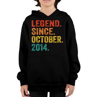 8 Years Old Legend Since October 2014 Retro 8Th Birthday Youth Hoodie - Thegiftio UK