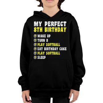 8 Years Old My Perfect 8Th Birthday Softball 8Th Birthday Youth Hoodie - Thegiftio UK