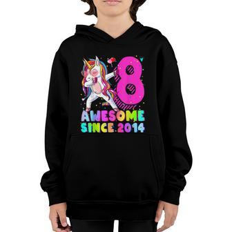 8 Years Old Unicorn Dabbing 8Th Birthday Girl Unicorn Party Youth Hoodie - Thegiftio UK
