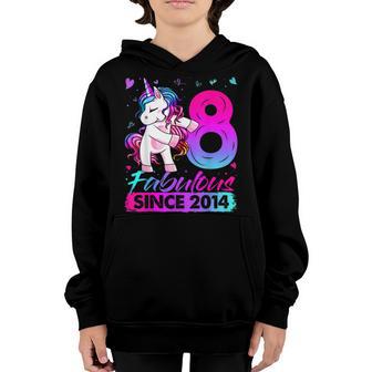 8 Years Old Unicorn Flossing 8Th Birthday Girl Unicorn Party Youth Hoodie - Thegiftio UK