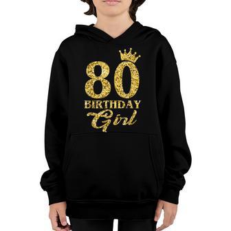 80 Years Old Gift 80Th Birthday Girl Queen Women Crown Youth Hoodie - Thegiftio UK