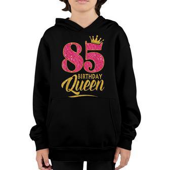 85Th Birthday Queen 85 Years Old Gift Girl Crown Pink Youth Hoodie - Thegiftio UK