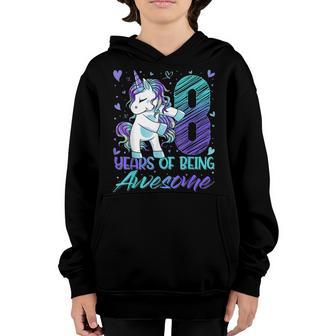 8Th Birthday 8 Year Old Girl Flossing Unicorn Party V2 Youth Hoodie - Thegiftio UK