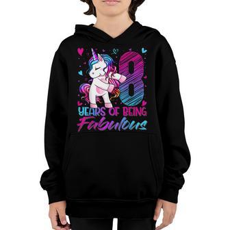 8Th Birthday 8 Year Old Girl Flossing Unicorn Party V3 Youth Hoodie - Thegiftio UK
