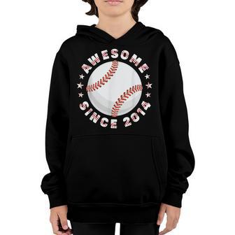 8Th Birthday Awesome Since 2014 8 Years Old Baseball Youth Hoodie - Thegiftio UK