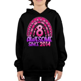 8Th Birthday Awesome Since 2014 Birthday Rainbow Gifts Kids Youth Hoodie - Thegiftio UK