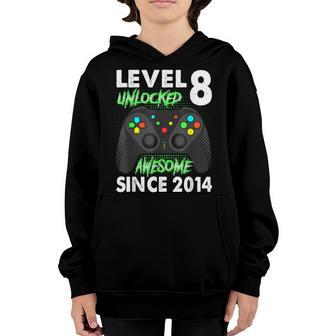 8Th Birthday Boy Level 8 Unlocked Awesome 2014 Video Gamer V2 Youth Hoodie - Thegiftio UK