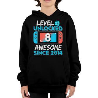 8Th Birthday Boy Level 8 Unlocked Awesome 2014 Video Gamer Youth Hoodie - Thegiftio UK