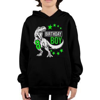 8Th Birthday Dinosaur Birthday Boy 8Th T_Rex Boys Gift For Birthday Graphic Design Printed Casual Daily Basic Youth Hoodie - Thegiftio UK
