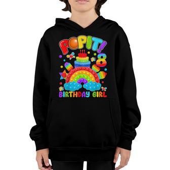 8Th Birthday Fidget Pop It Birthday Girl 8 Year Old Youth Hoodie - Thegiftio UK